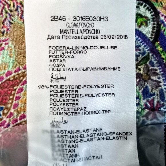 Elena Miro Sheer Multicolor Paisley Italian Kaftan Poncho NWT - Picture 5 of 6